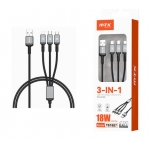 Καλωδιο Φορτισης MTK TB1887 USB 3 in 1 (MICRO USB-Iphone-Type c)  18W 1m