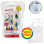 ΜΑΡΚΑΔΟΡΟΣ ΣΧΕΔΙΟΥ EDDING 4500 σετ 5χρωμάτων Basic + Δώρο υφασμάτινη τσάντα της Rayher 38x42cm