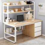 ΓΡΑΦΕΙΟ Η/Υ 3 Συρτάρια 3 Ράφια Μέταλλο Βαφή Άσπρο,Φυσικό ΕΟ406,2