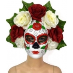 Μάσκα για την ημέρα των νεκρών με πολύχρωμα λουλούδια (22722-03)