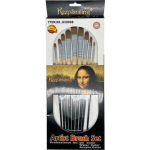 ΣΕΤ ΠΙΝΕΛΩΝ ΜΕ ΟΒΑΛ ΣΥΝΘΕΤΙΚΗ ΤΡΙΧΑ ΣΤΡΟΓΓΥΛΑ 9τμχ. (33041) σε blister