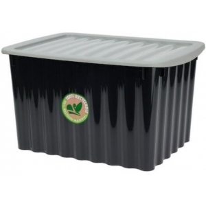 Κουτί αποθήκευσης με καπάκι μαύρο Y23x40x30εκ. (35693-09)