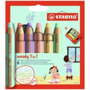 ΚΡΑΓΙΟΝ STABILO WOODY PASTEL 880 SET 6 + ΞΥΣΤΡΑ