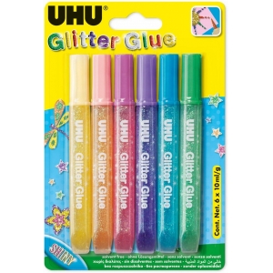 ΚΟΛΛΑ UHU GLITTER SHINY ΣΕΤ 6 ΧΡΩΜΑΤΩΝ (Χ10ml)