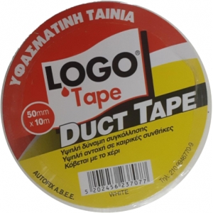 ΤΑΙΝΙΑ ΥΦΑΣΜΑΤΙΝΗ LOGO 50mmx10m ΛΕΥΚΗ