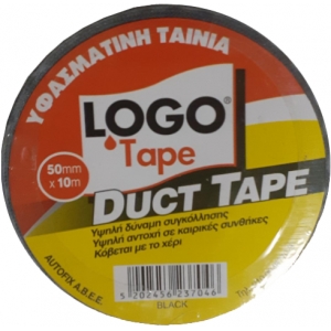 ΤΑΙΝΙΑ ΥΦΑΣΜΑΤΙΝΗ LOGO 50mmx10m ΜΑΥΡΗ