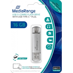 ΜΝΗΜΗ USB 3.1 COMBO GLASH DRIVE WITH USB TYPO-C MEDIARANGE 16GB (MR935)