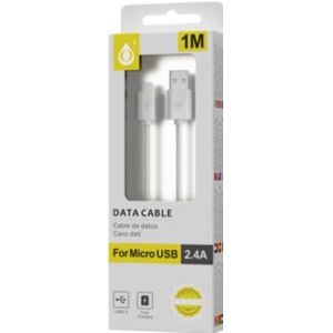 Καλωδιο Φορτισης 1m & Data MICRO USB AS100 2100271 ΛΕΥΚΟ