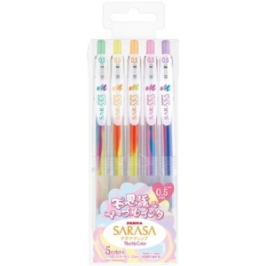 ΣΕΤ 5 ΣΤΥΛΟ ZEBRA Sarasa CLIP GEL Marble Colors 0.5