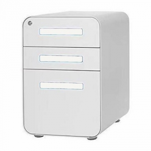 Συρταριέρα NEXTDECO 32813 λευκή μεταλλική στρογγ. γωνίες 3 συρτ, & κλειδαριά (Υ60x40x50εκ.)