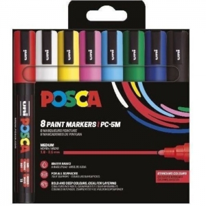 ΜΑΡΚΑΔΟΡΟΣ UNI POSCA PC-5M (2.5mm) σετ 8 χρωμάτων