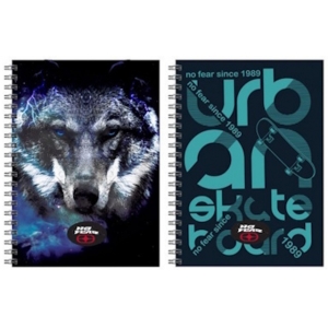 Τετραδιο Σπιραλ No Fear Night Wolf 348-29402 17χ25εκ. 2Θεμ. 70Φ.