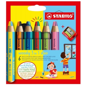 ΚΡΑΓΙΟΝ STABILO WOODY DUO 882 SET 6 + ΞΥΣΤΡΑ