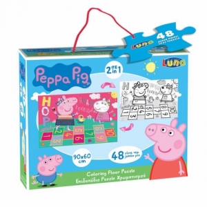 ΠΑΖΛ ΧΡΩΜΑΤΙΣΜΟΥ ΔΑΠΕΔΟΥ PEPPA PIG 2 ΟΨΕΩΝ LUNA TOYS 48 ΤΜΧ. 90X60 ΕΚ. 482486