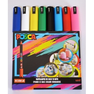 ΜΑΡΚΑΔΟΡΟΣ UNI POSCA PC-1MR ΣΕΤ 8 ΧΡΩΜΑΤΩΝ
