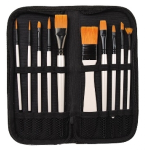 Σετ 12 πινέλα με συνθετική τρίχα σε θήκη (33050)