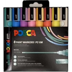 ΜΑΡΚΑΔΟΡΟΙ UNI POSCA PC-5M MEDIUM SOFT Pastel (8τμχ)