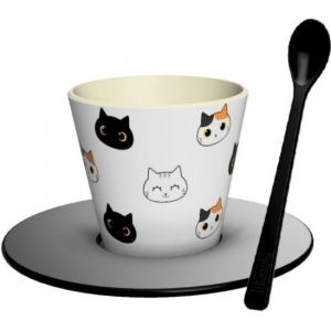 ΚΟΥΠΑ  R-PET CUP+SPOON i-Total MUGS ID5217 CATS 90ml