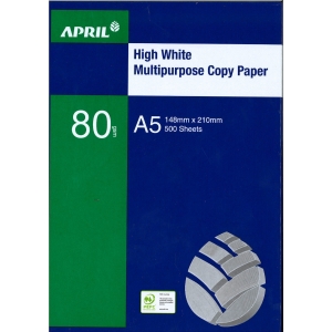 ΧΑΡΤΙ Α5 APRIL HIGH WHITE 80gr (500 ΦΥΛΛΑ)